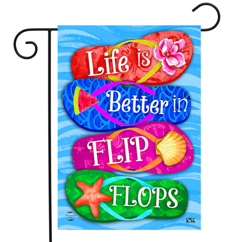 Briarwood Lane Better In Flip Flops colorful garden flag with beach themed flip flops design.