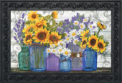 Rustic Sunflowers Summer Doormat