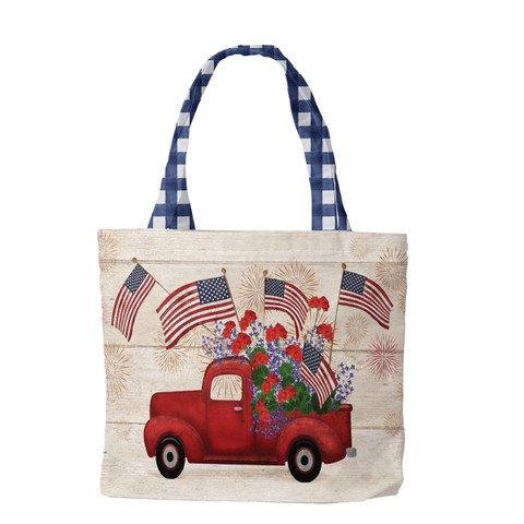 Stars And Stripes Truck Patriotic Canvas Tote Bag