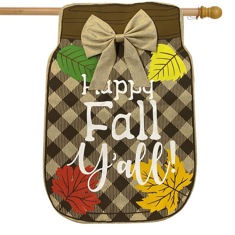 Fall Mason Jar Burlap House Flag