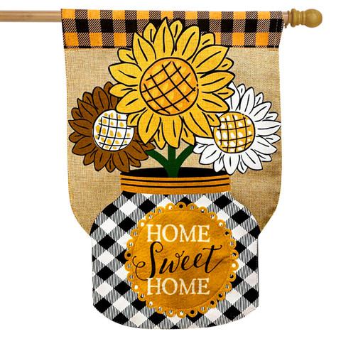 Fall Sunflowers Seasonal Burlap House Flag
