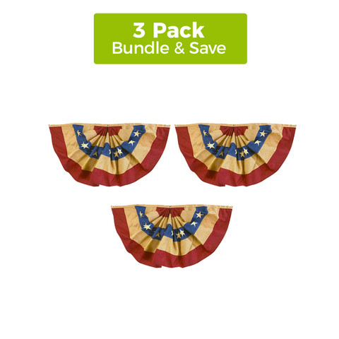 Briarwood Lane large bunting flags with applique, patriotic flags, 36" x 18" bunting banners set.