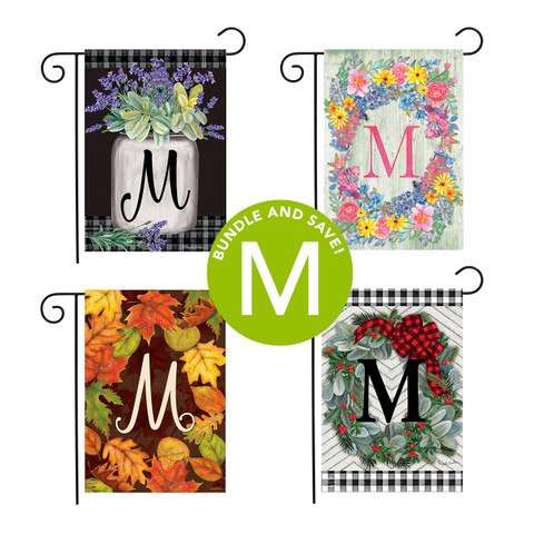 Seasons Monogram Letter M Garden Flag (Set of 4)