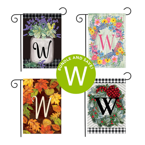Seasons Monogram Letter W Garden Flag (Set of 4)