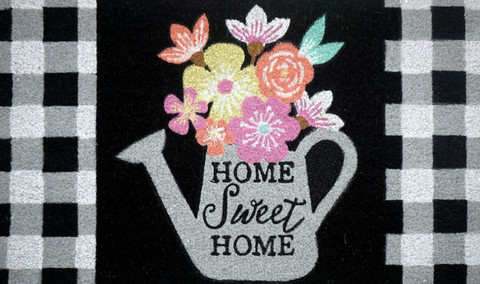 Colorful Watering Can Spring Natural Fiber Coir Doormat