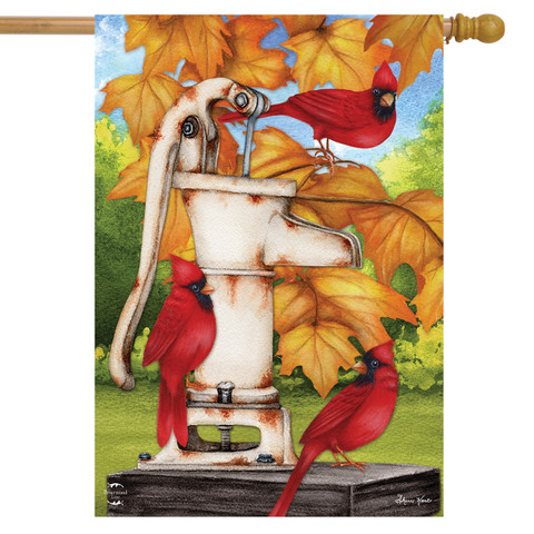 Water Pump And Cardinals Fall House Flag