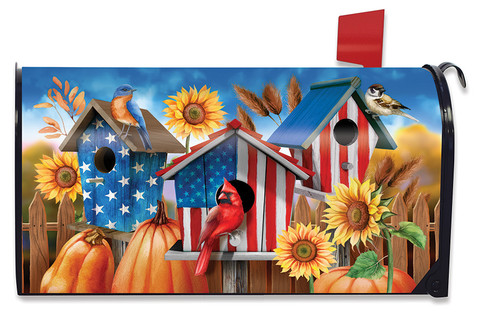 American Fall Birdhouses Mailbox Cover