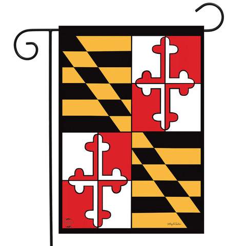 Briarwood Lane small printed Maryland garden flag with colorful state flag design for porch or yard display.