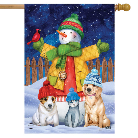 Snowman And Friends Pets House Flag