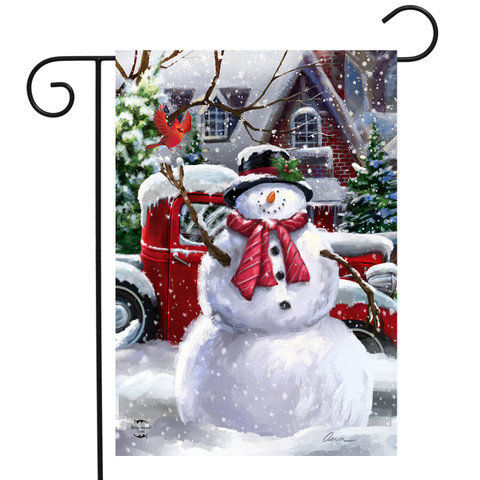 Snowfall Snowman Winter Garden Flag