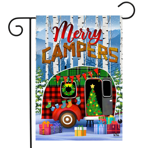 Merry Campers Christmas Garden Flag
