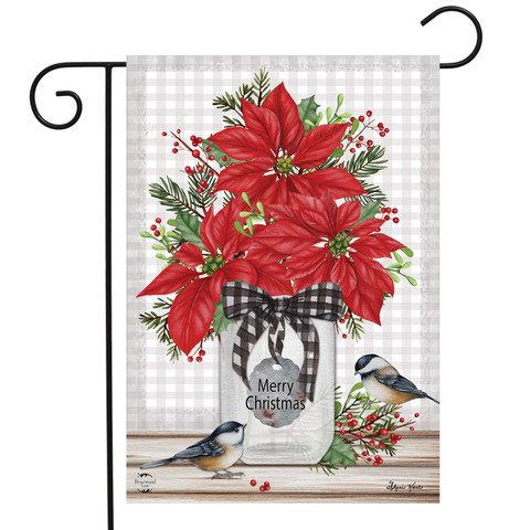 Poinsettia Jar Christmas Garden Flag