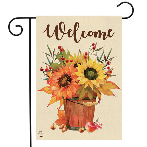 Fall Sunflowers Welcome Burlap Garden Flag