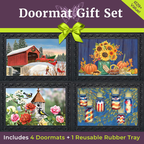 Ultimate Seasonal Doormat Gift Set - 4 Inserts & Rubber Mat Tray Briarwood Lane