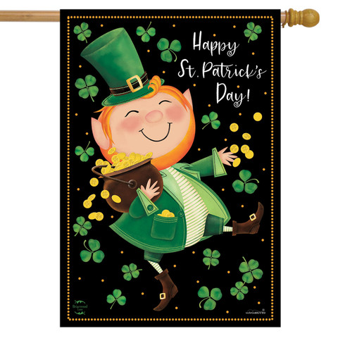 Lucky Gold Leprechaun St. Patrick's Day House Flag