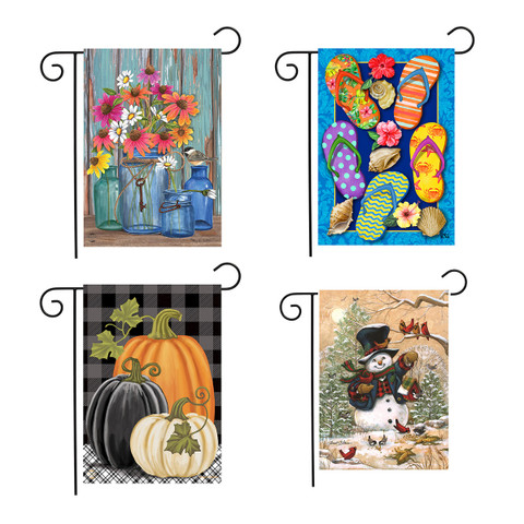 Briarwood Lane Seasonal Assorted Garden Flag Bundle of 4, colorful designs on garden flags.