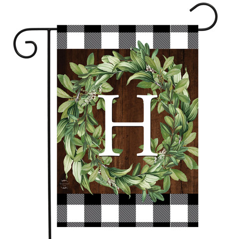 Wreath Monogram H Garden Flag