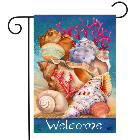 Seashell Welcome Summer Garden Flag