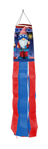 Briarwood Lane Patriotic Gnomes Humor Windsock with American stars and stripes, red, white, and blue colors.