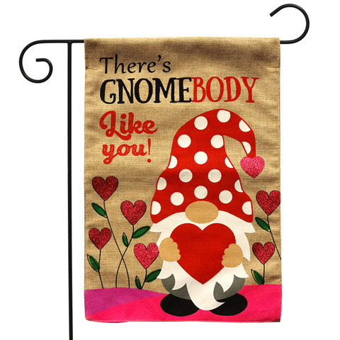 Gnomebody Like You Valentine's Day Burlap Garden Flag