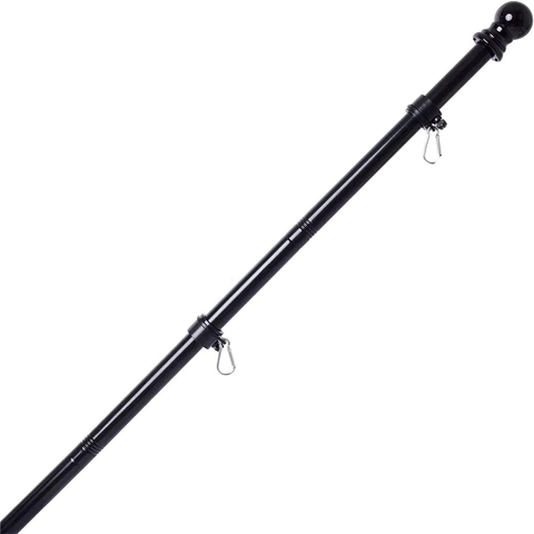 Briarwood Lane 58" Four Piece Black Metal Flag Pole with hardware for flags and house accessories.