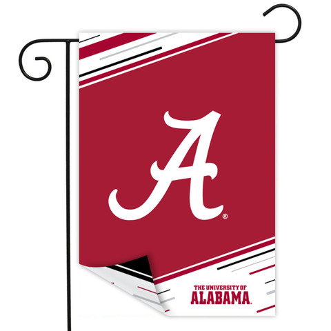 University of Alabama NCAA Double-Sided Garden Flag by Briarwood Lane, red and white with large "A" logo.