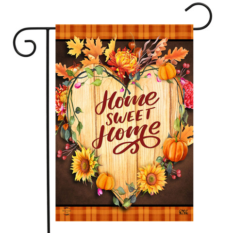 Briarwood Lane Fall Home Sweet Home double sided garden flag with floral and pumpkin design.