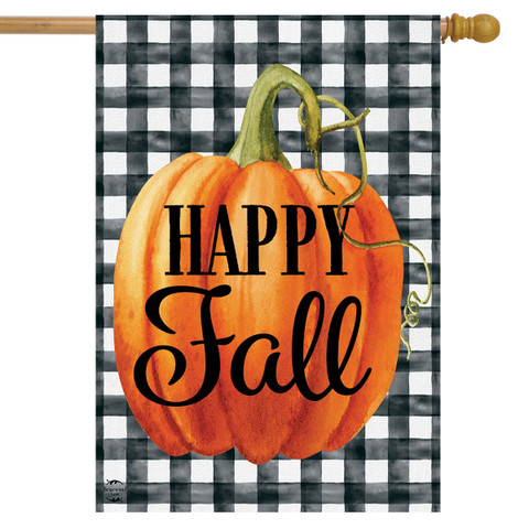 Happy Fall Pumpkin Burlap House Flag
