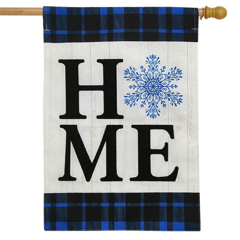 Snowflake Home Burlap House Flag