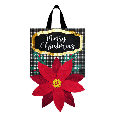 Merry Christmas Poinsettia Door Hanger