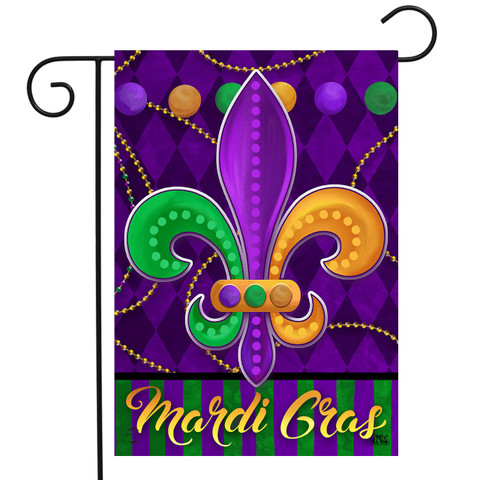 Mardi Gras Fleur-De-Lis Double Sided Garden Flag