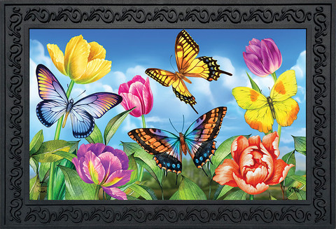 Butterflies and Tulips Doormat