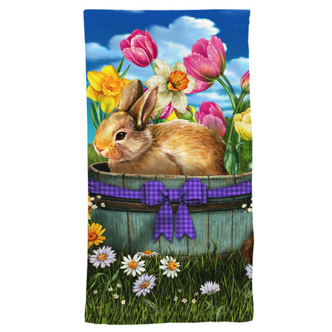 Spring Bunny Basket Cotton Hand Towel