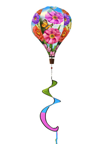 Zinnias in Bloom Hot Air Balloon Wind Twister