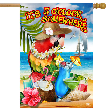 Parrot in Paradise House Flag