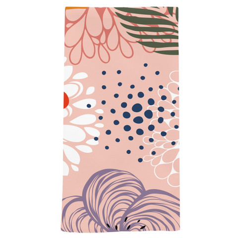 Colorful Flowers Cotton Hand Towel with pink, purple, blue, green, and white floral design pattern.