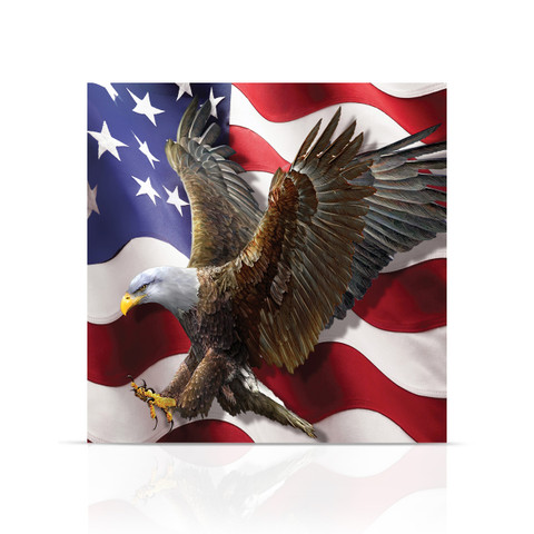 American Freedom Eagle Medium LED Canvas Art with flying eagle and American flag background design.