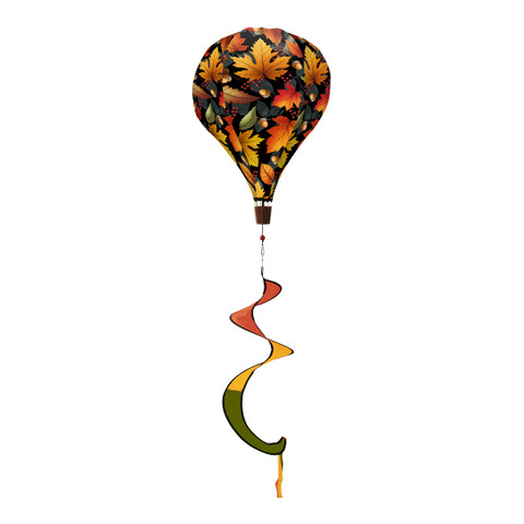 Autumn Color Leaves Hot Air Balloon Spinner with vibrant orange, yellow, and green leaf design.