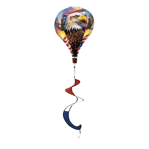 Soaring American Eagle Hot Air Balloon Spinner with patriotic eagle design and red, white, blue ribbons.