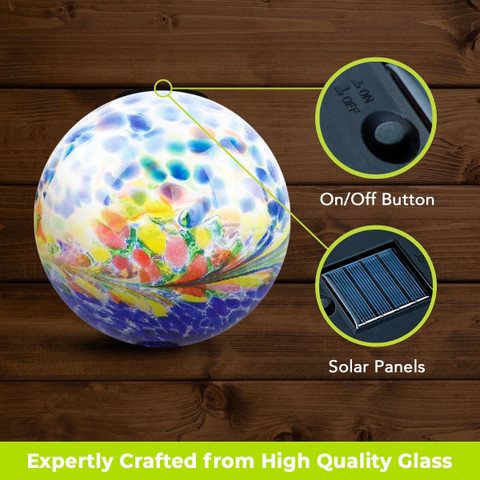 Solar Panel Ball Blue Multicolor Solar LED Glass Gazing Ball - Briarwood Lane