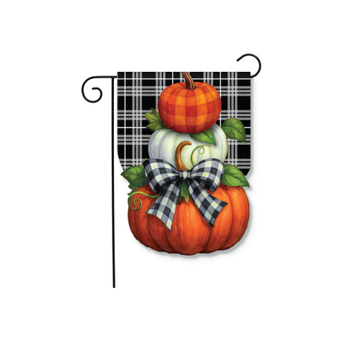 Stacked Patterned Pumpkins Burlap Garden Flag