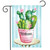 Briarwood Lane Cactus Bouquet Spring Garden Flag with colorful cacti in pink pot on stand.