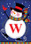 Winter Snowman Monogram Letter W Garden Flag