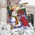 Snowman and Sled Winter House Flag