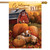 Briarwood Lane Welcome Fall Puppies House Flag with colorful dogs, pumpkins, and barn on small printed fabric.