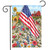 Briarwood Lane garden flag with American flag, flowers, daisies, sunflowers, and barn scene.