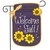 Briarwood Lane Welcome Y'all jar garden flag with colorful sunflowers and bumblebees on purple background.