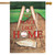 Briarwood Lane No Place Like Home spring house flag with baseball theme, colorful decorative printed design.