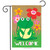 Welcome Frog Burlap Spring Garden Flag