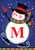 Winter Snowman Monogram Letter M Garden Flag